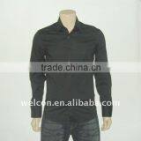 Latest 100% Cotton Popular Long Sleeve Classic Black Solid Casual Men Shirt thumbnail-1