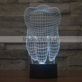 3D Optical Night Light Tooth 7 RGB Light Colors 10 LEDs AA Battery or DC 5V Mixed Lot thumbnail-2