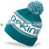 Adult Pom Pom Beanie Knitting Pattern With Jacquard Letters