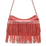 Hot Sale 2015 Fashion Women Handbag Tassel Cross Body Women Bag Solid Color Zipper Shoulder Bags Leather Handbags for Female thumbnail-2