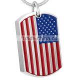 SRP8462 Glorious Military USA Flag on Keepsake Tag Necklace Stainless Steel Cremation Jewelry Pendant