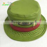 New style fashion olive leather bucket hat with zipper pocket