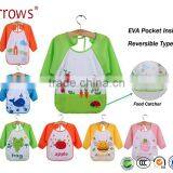 Infant Baby Waterproof TPU Smock Vest Clothing Bibs Overclothes With Pocket and Cartoon Patterns