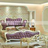 European Style King Size Bed, Elegant Purple Wood Carving Bed, Royal Bedroom Furniture Set (BF01-ML027) thumbnail-1