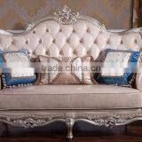 Classic European Style Living Room Solid Wood Magnolia Flower Hand Carving Genuine Leather Sofa Set thumbnail-3
