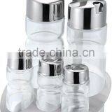 4pcs Round Clear Glass Oil and Vinegar Cruet Bottles Vinegar Oil thumbnail-3