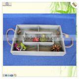 Antique Food Drink Flower Serving Compartments Wood Tray thumbnail-4