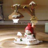 Resin Houses Decorated With Christmas Lights Snowman Lamp thumbnail-5