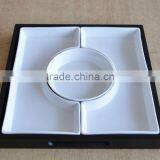 White Porcelain Seperate Plates Set With Wood Frame thumbnail-1