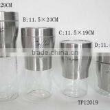 S/s Stainless Steel Sleeve Glass Tea Jar With Lid thumbnail-1