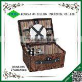 Cheap 2 Person Natural Dark Brown Mini Wicker Picnic Basket for Sale thumbnail-1