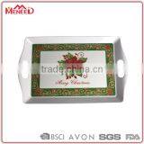 Christmas Use Flower Printing Long Rectangle Plastic Packaging Tray With Handle thumbnail-1