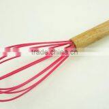 13042 Wooden Whisk Silicone Milk and Egg Whisk Heat Resistant Non-Stick With Beech Handle thumbnail-4