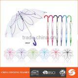 Cheap Clear Transparent Windproof Straight Umbrella PVC Plastic Parasol thumbnail-1