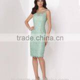 Sexy Light Blue Strap Lace Knee Length Wedding Apparel for Mothers thumbnail-1