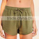 MGOO China Manufactured Terry Knit Gym Raw Cut Shorts Women Sports Wear Drawstring Waistband Shorts thumbnail-2