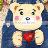 Hot Sale Baby Denim Short Pants Carton Bear With Love Heart Kids Strap Jeans Pants thumbnail-2