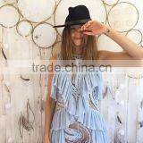 Runwaylover 5021 Blue Sexy Hollow Out Flouncing Sleeve Playsuit thumbnail-3