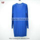 Latest Designs Blue V-Neck Women Plus Size Pullover Sweater Dress thumbnail-2