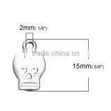 Zinc Based Alloy Halloween Charms Skeleton Skull Antique Silver Heart 15mm x 9mm thumbnail-2