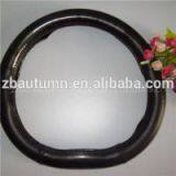 Black Wooden And Dot Grain Steering Wheel Cover