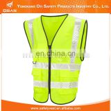High visibility workwear safety vest yellow with pockets
