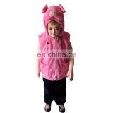 Funny and warm plush pink pig plush vest for girls