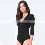 Wholesale Women Fashion Beachwear Shaper 3/4 Sleeve Bandage V Neck Sexy Bodysuits