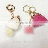 Wholesale Woman Bag Pendant Custom Jewelry Multicolor Fur Purse Keychain thumbnail-3