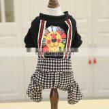 Pet Clothing Suspender Brushed Houndstooth Plaid Trousers Set Lion Printing For Pets thumbnail-5
