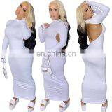 LAITE D2152 Plus Size Women Embroidery Logo Casual Dress Ladies Backless Long Sexy Dress thumbnail-5