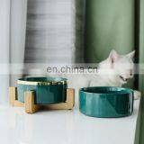 Pet Ceramic Bowl With Bamboo Fiber Frame Cat Dog Pet Food Feeder thumbnail-4