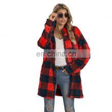 2021 Autumn and Winter New European and American Women's Amazon Plush Plaid Long Coat Plush Coat thumbnail-3