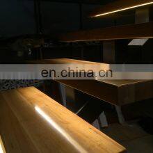 Factory Direct Customized Staircase Glass Railing LED Straight Stairs Wooden Steps thumbnail-2