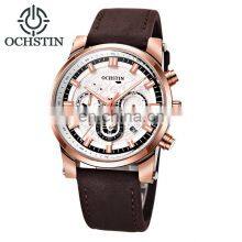 OCHSTIN GQ6111 Chronograph Quartz Men Watch Military Sport Leather Wristwatch Relogio Masculino