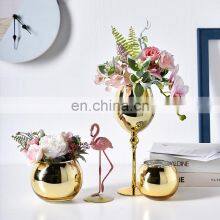 Nordic 2021 Hot-selling Cup Wedding Crystal Vase Modern Wine Cabinet Dining Table Transparent Vases Glass for Home Decor thumbnail-2