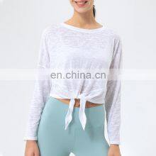 Ready to Ship Women Long Sleeve Tees Sportswear Workout Gym Clothing Fitness Yoga Shirts & Tops for Adults thumbnail-1