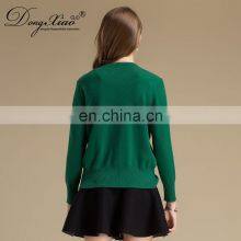 Crew Neck Knitted Cashmere Wool Mix Spring Women Sweater Cardigan With Button thumbnail-6