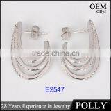 Latest Diamond 10k White Gold Hoop Earring Three Layer Fashion Design Jewelry thumbnail-1
