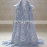 Autumn Winter Korean Fashion 3D Embroidery Design Cotton Scarf Ladies Pashmina Shawl thumbnail-5