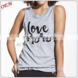 100% Cotton Custom Plain Round Neck Sleeveless Gym Wear Sexy Womens Fitness Tank Top thumbnail-6