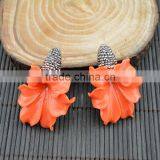 LFD-0020B DIY Orange Shell Flowers Pave Rhinestone Crystal Connectors Beads For Making Charm Bracelet Necklace thumbnail-2