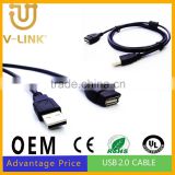 Custom male to female usb 2.0 cable ,plug and play usb to usb cable with nickel plated