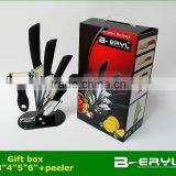 BERYL 6pcs Gift Set , 3"+4"+5"+6"+peeler+Knife Holder Ceramic Knife Sets 5 Colors Straight Handle,white Blade, CE FDA Certified thumbnail-2