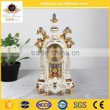 2016 OEM charming anyique ingenious luxury ivory 16"ceramic art quartz clock with gold