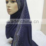 JL054 Latest Cotton Jersey Scarf With Rhinestones,muslim Hijab Scarf thumbnail-1