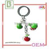 Crystal Green apple and red apple charm keychain