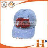 2015 New Fashion unisex Custom Embroidery jeans cow washed cotton worn look hats