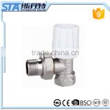 ART.5035 China factory low price lead free customized forged npt brass male threaded angle radiator valve with white handle