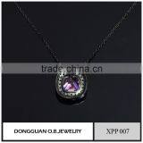 Fashion 925 Silver Pendant Designs, Pink Diamond Crystal Pendant Necklace thumbnail-2